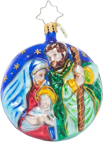 Adorno Decorativo Navideño de Vidrio Europeo Hecho a Mano de Christopher Radko, Una Joya de Noche Santa