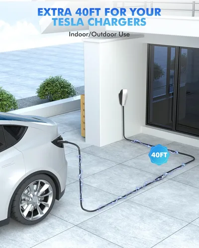 Miniatura 3 de Cable de extensión de cargador EV para Tesla, 50 amperios, 40 pies hasta 240 V, 12 kW, cable de extensión NACS Plug EV para conector de pared Tesla