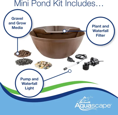 Miniatura 5 de Aquascape AquaGarden Kit de Estanque Acuático en Contenedor – Estanque Mini para Interior y Exterior con Cascada, Bomba y Filtro para Hogar y Patio