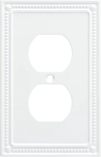 Miniatura 11 de Franklin Brass Placa de pared clásica con cuentas (1 unidad) para interruptor de luz, color blanco puro, protector de palanca de 1 banda, toma