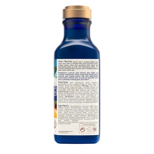 Miniatura 6 de Maui Moisture Acondicionador nutritivo y humectante + leche de coco para hidratar y desenredar el cabello rizado, acondicionador hidratante diario