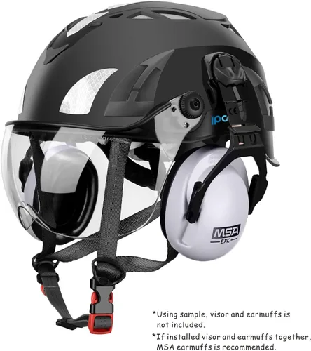 Miniatura 4 de Casco de trabajo de arborista de espeleología para adultos, senderismo y escalada Negro
