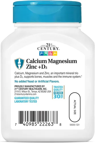 Miniatura 4 de 21st Century Cal Mag Zinc +D Tabletas, 90 unidades (paquete de 2)