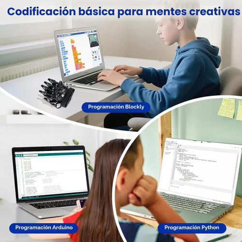 Miniatura 4 de ESP32 - Guante de detección de movimiento compatible con Arduino, ACECode y Python, kit de iniciación de juguete mecánico robótico de mano STEM
