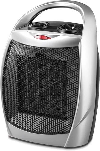Kismile - Calentador de espacio, eléctrico, pequeño, de cerámica, calentador portátil para oficina con termostato ajustable y protección contra