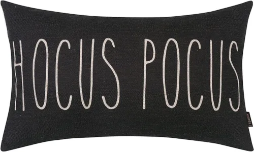 TRENDIN Funda de almohada de Halloween de 12 x 20 pulgadas para sofá, decoración de Halloween, funda de cojín lumbar de lino Hocus Pocus, funda de