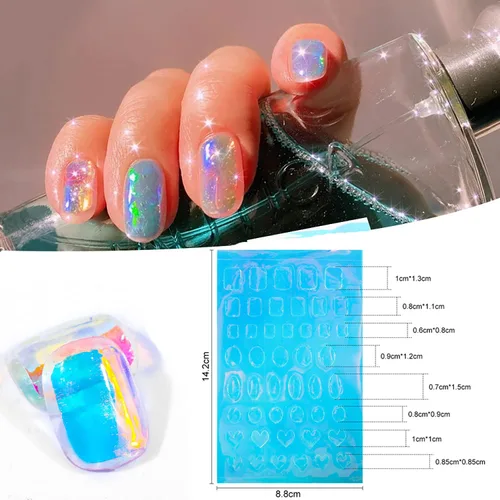 Miniatura 3 de 6 hojas de calcomanías de arte de uñas en relieve dorado 5D, marco geométrico irregular, diseño de calcomanías huecas para uñas, autoadhesivas