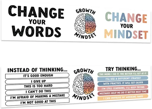 Miniatura 13 de Andaz Press Cartel grande de 13 x 48 pulgadas para aula con texto en inglés «Kindness Growth Mindset» para profesores, tablón de anuncios, Carteles