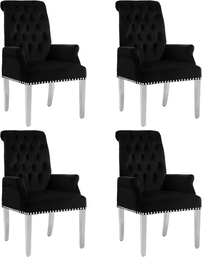 Miniatura 18 de LOULENS Lujosas sillas de comedor de terciopelo, sillas de comedor modernas tapizadas con capitoné, sillas de comedor con reposabrazos y patas
