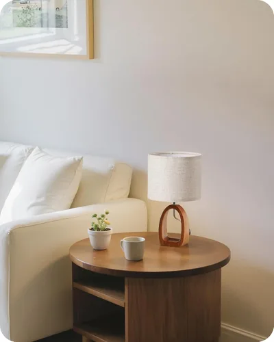 Miniatura 8 de LE07TLP205 - Juego de 2 lámparas de mesa de madera, lámpara de noche pequeña de 14.2 pulgadas con pantalla de lino beige y base de madera de perlado