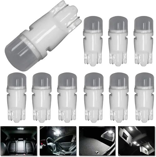 Miniatura 12 de T10 Cerámica Interior Exterior Brillante Luz LED 168 175 194 2825 W5W Tamaño Bombilla Color Verde (Paquete de 10)