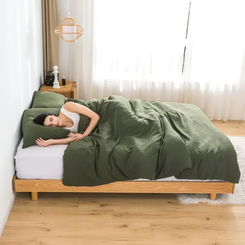 Miniatura 2 de COTTEBED Juego de edredón ultrasuave para cama King, para uso en todas las estaciones, peso ligero con microfibra de algodón lavado cálida y Verde