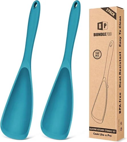 Miniatura 9 de Paquete de 2 cucharas de cocina para utensilios de cocina antiadherentes, cuchara espátula multifuncional libre de BPA, diseño de una sola pieza