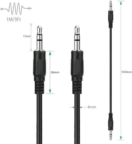 Miniatura 2 de Cable AV de 0.138 in de salida a AUX en cable de audio/video para Mfine 938 L-938B L-938BAM portátil mini USB AM/FM Radio altavoz reproductor