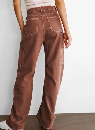 Miniatura 3 de Dokotoo Pantalones cargo de cintura alta para mujer, 6 bolsillos, pierna ancha, casuales, militares, de combate, 4-18 de EE. UU