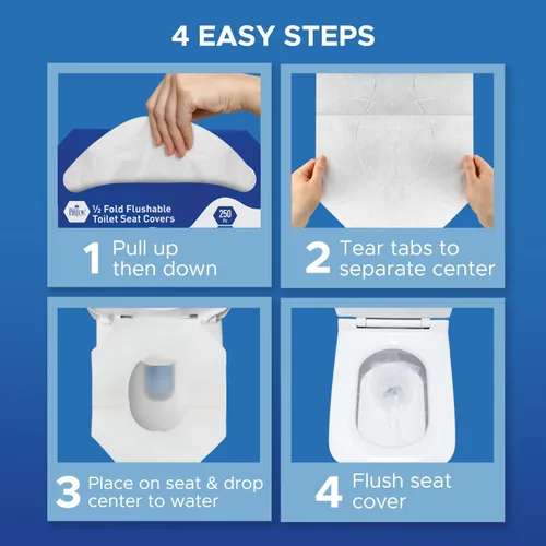 Miniatura 3 de MED PRIDE Sábanas protectoras de baño ecológicas – Fundas de asiento de inodoro desechables sépticas [paquete de 250] – Fundas de asiento de inodoro