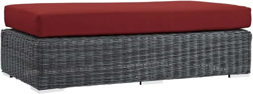 Miniatura 6 de Modway Summon - Otomana cuadrada de mimbre para patio al aire libre, color gris