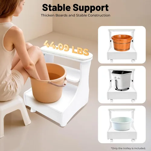 Miniatura 5 de LYNICESHOP Muebles de manicura de pedicura con reposapiés, carrito para baño de pies, taburete de pies con ruedas, herramienta de belleza