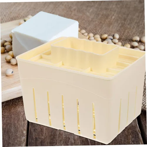 Miniatura 3 de Molde y prensa de tofu de 5.11 x 3.93 x 3.54 pulgadas, color amarillo claro, para hacer tofu de plástico apto para lavavajillas, prensa de cuajada