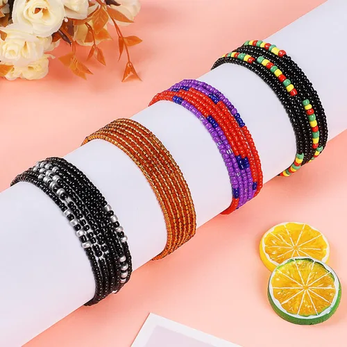 Miniatura 38 de 4 cuentas de cintura africana hechas a mano de 50 pulgadas para mujer, no elásticas (corbata)