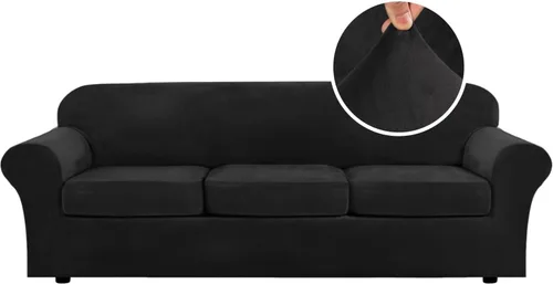 Miniatura 92 de H.VERSAILTEX - Funda elástica para sofá de 3 piezas, de suave terciopelo afelpado, para sofá biplaza con 2 cojines de hasta 72 pulgadas de ancho, se