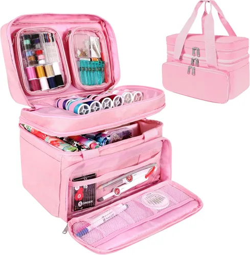 Miniatura 11 de Organizador de Accesorios de Costura SINGER (Solo Bolsa) – Bolsa de Almacenamiento de Costura Portátil de Doble Capa 2 Fundas Desmontables y 18