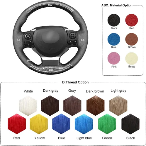 Miniatura 4 de MEWANT Funda para volante de automóvil para Lexus es 200t 250 300 350 F Sport/RC/CT 200h / NX PU de fibra de carbono y cuero de microfibra