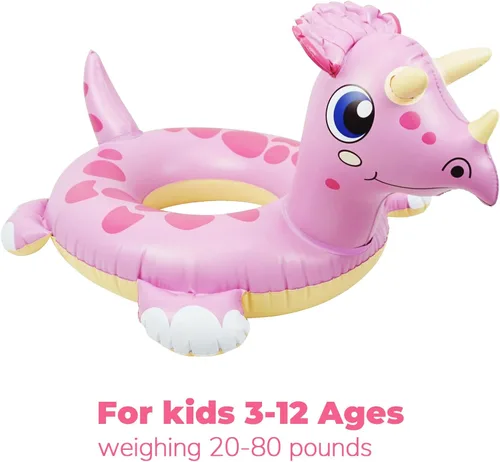 Miniatura 4 de HOHQB Anillos de piscina de dinosaurio para niños y niñas, flotadores de piscina para niños de 4 a 8 años, juguetes de piscina para niños pequeños