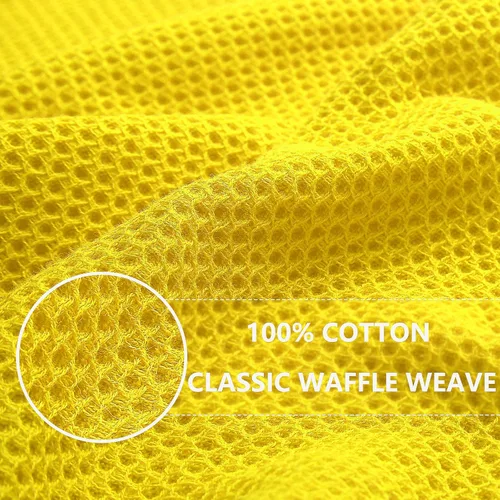 Miniatura 2 de Homaxy Paños de cocina de 100% algodón con tejido de gofre, ultra suaves, absorbentes, de secado rápido, 12 x 12 pulgadas, paquete de 6, amarillo