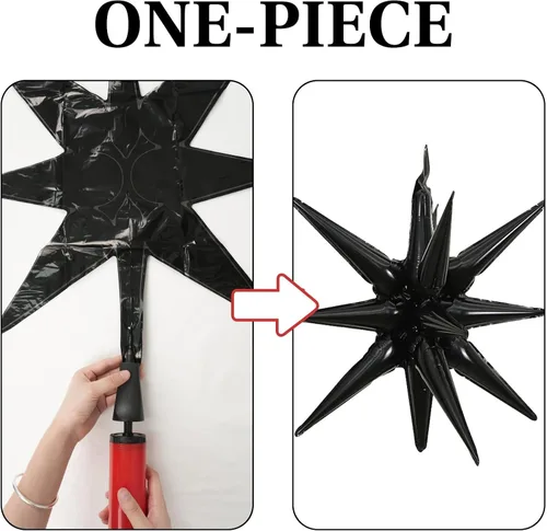 Miniatura 3 de Globos de estrella negra, 12 unidades, globos de explosión de estrella de aluminio de 27/22 pulgadas, globo de cono de Mylar de espiga grande