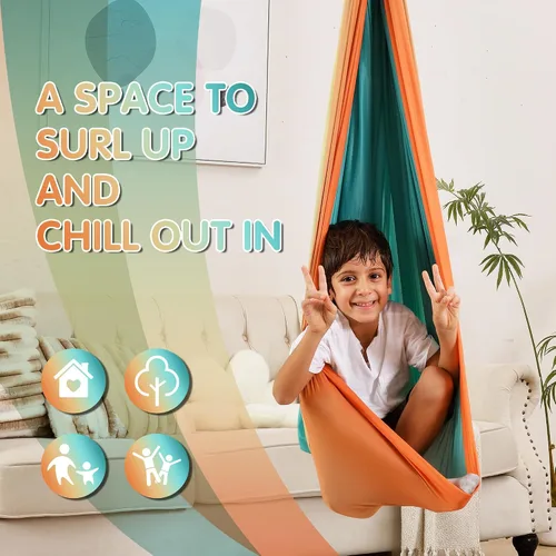 Miniatura 7 de Columpio Sensorial, Columpio Sensorial para Interior y Exterior para Niños y Adultos, Columpio de Abrazo de Doble Capa para Terapia para Niños