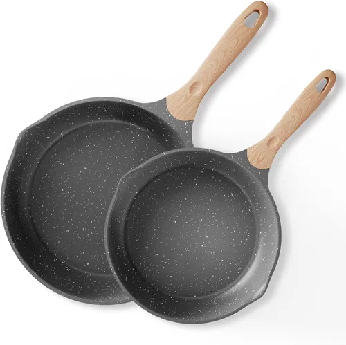 Miniatura 8 de JEETEE Sartenes antiadherentes con tapa, sartén antiadherente de 8 pulgadas, sartenes de aluminio con mango de baquelita, compatible con todas