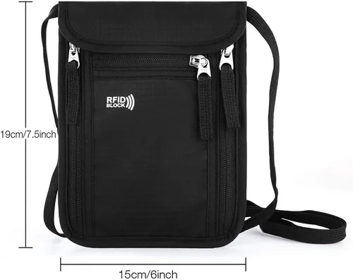 Miniatura 4 de KEAFOLS Bolsa de viaje para el cuello, cartera familiar para pasaporte con bloqueo RFID