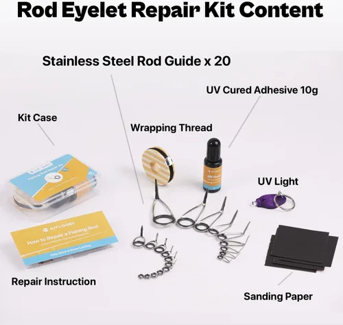 Miniatura 3 de OJYDOIIIY Kit completo de reparación de ojales de caña de pescar, kit de repuesto de ojos de caña de pescar de emergencia de fijación rápida