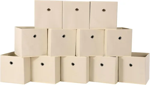 Miniatura 48 de Cubos de Almacenamiento Plegables Negros Contenedores, Cubos de Almacenamiento de Tela de 11 Pulgadas, Cajas de Almacenamiento de Tela, Cubos
