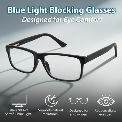 Miniatura 2 de BLUE CUT - Gafas de bloqueo de luz azul para hombres y mujeres – Anteojos antifatiga para computadora y juegos para reducir la fatiga ocular, negro