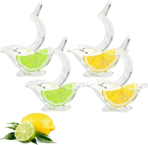 HNQH Exprimidor manual de limón, exprimidor manual de rodajas de limón acrílico, exprimidor de frutas transparente portátil, forma de pájaro