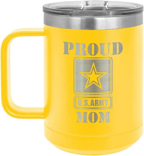 Miniatura 8 de PROUD ARMY MOM BLACK Taza de café de 15 oz con tapa deslizante Taza de café de viaje aislada Ideas de regalos del día de la madre de hijo o hija