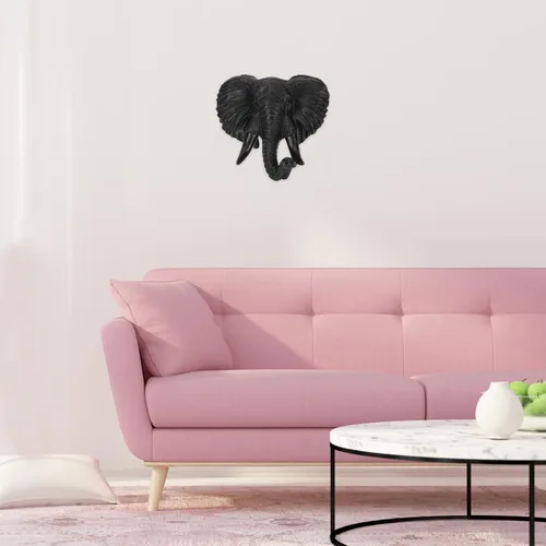 Miniatura 7 de Luxshiny Decoración de pared de cabeza de elefante, escultura de animales 3D, resina para colgar en la pared, arte africano de vida silvestre