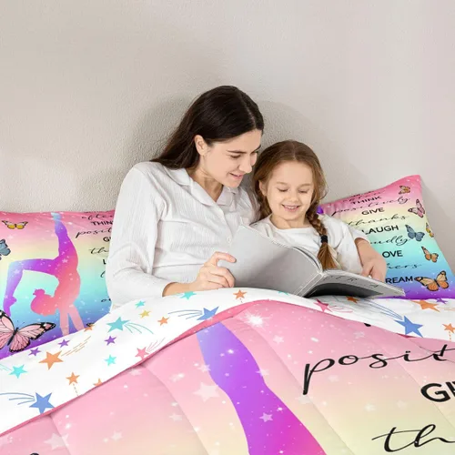 Miniatura 138 de Erosebridal Juego de ropa de cama de princesa de ballet, tamaño Queen, juego de edredón de 3 piezas para niñas bailarinas de ballet, lindo juego