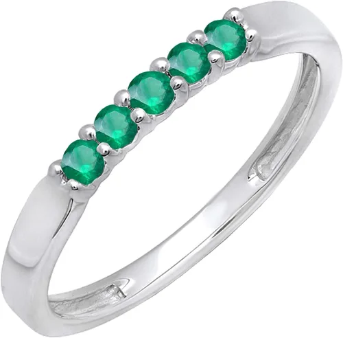Miniatura 48 de Dazzlingrock Collection Anillo de boda redondo de 5 piedras preciosas o diamantes para mujer en oro macizo de 10 K/14 K/18 K