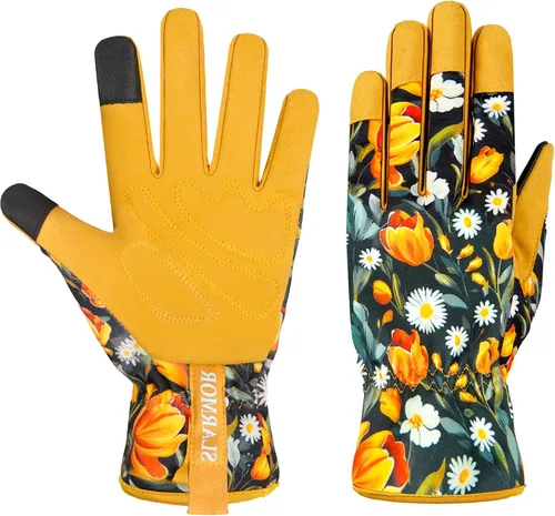 Miniatura 15 de Guantes de jardín de cuero para mujer, guantes de trabajo a prueba de espinas para desmalezar, cavar, plantar, podar guantes de jardín