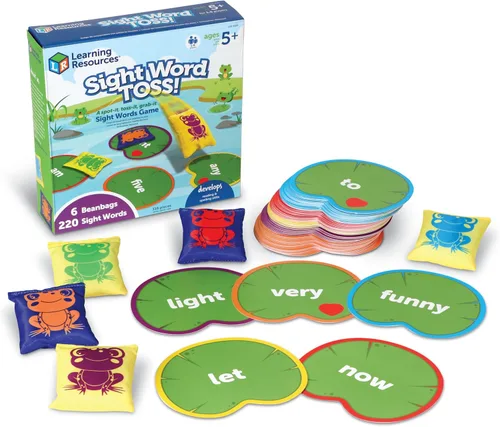 Learning Resources Lanzamiento de palabras a la vista, juegos de fonética de palabras a la vista, tarjetas flash de lectura, mayores de 5 años