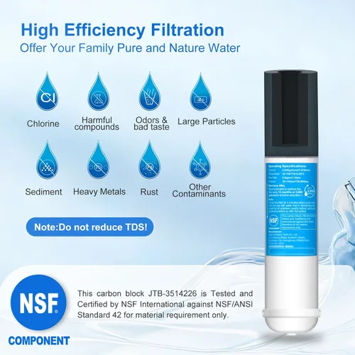 Miniatura 2 de Kit de filtro de agua en línea para refrigerador y máquina de hielo, filtro de carbón de conexión rápida de 1/4" de repuesto para sistema de ósmosis