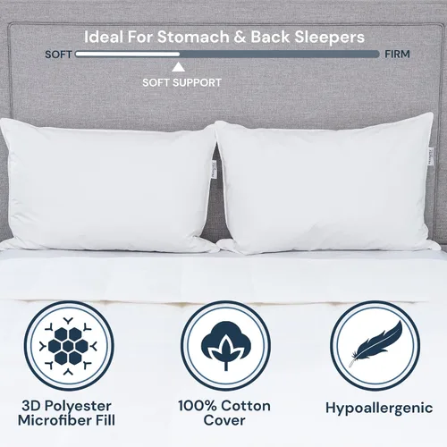 Miniatura 7 de Almohada de poliéster ultra fina de tamaño estándar para dormir plana y baja almohada para dormir boca abajo y dormir boca abajo