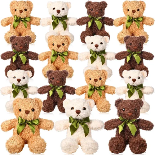 Miniatura 9 de HyDren 15 piezas de osos de peluche de 10 pulgadas, lindo juguete de oso suave con corbata para baby shower, cumpleaños, día de San Valentín, Blanco