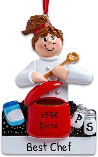 Miniatura 7 de Adornos de chef personalizados 2025 – Adorno de Navidad personalizado para panadero, adornos de alimentos, cocina de chef africano americano