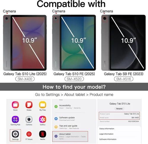 Miniatura 2 de ALILANG Funda para Samsung Galaxy Tab S10 Lite/S10 FE/S9 FE 10.9 pulgadas/Tab S9 11 pulgadas con lápiz capacitivo, múltiples ángulos de visión
