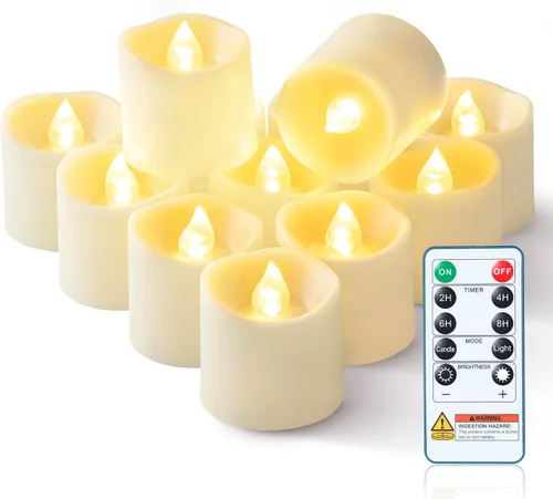 Miniatura 13 de Homemory Paquete de 24 Velas Sin Llama de Más de 400 Horas con Control Remoto, Velas Votivas LED con Temporizador de 2/4/6/8H, Luces de Té que