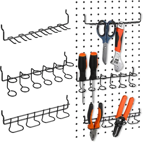Coume 6 Piezas Soportes para Destornilladores de Tablero Perforado Organizador Soportes para Alicates de Tablero Perforado Acero Inoxidable Ganchos